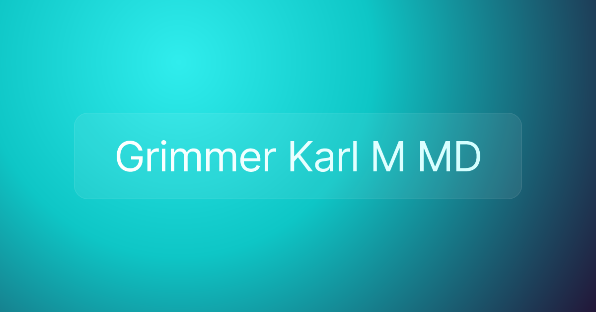 Grimmer Karl M MD