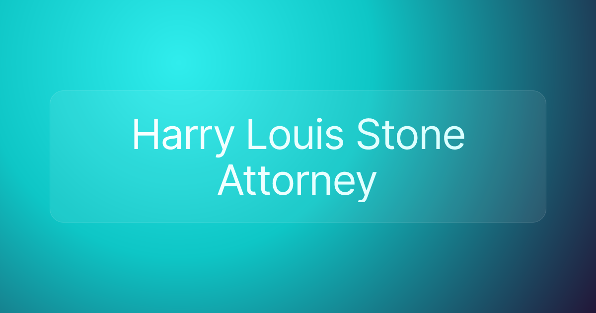 Harry Louis Stone Attorney
