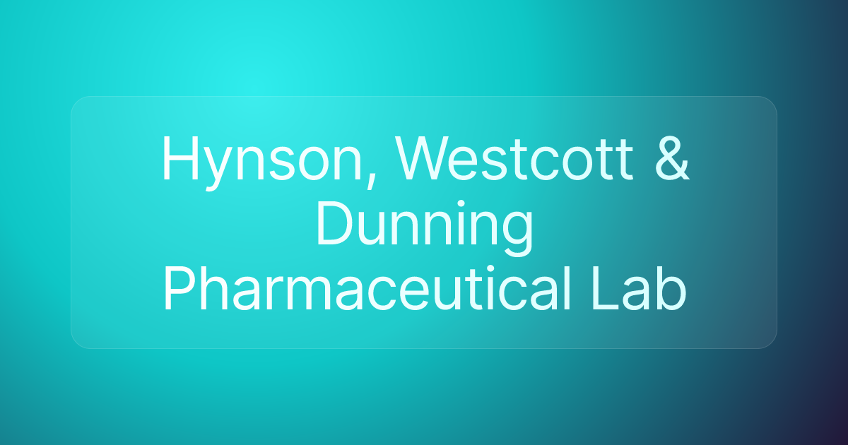 Hynson, Westcott & Dunning Pharmaceutical Lab