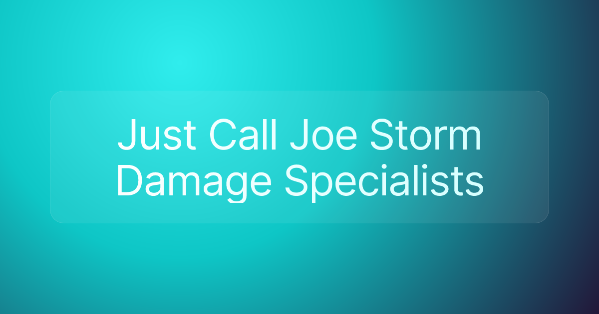 Just Call Joe Storm Damage Specialists