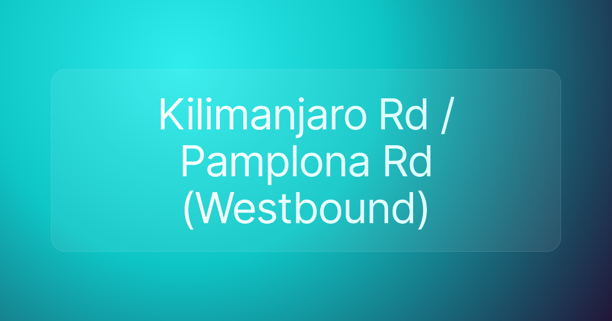 Kilimanjaro Rd / Pamplona Rd (Westbound)