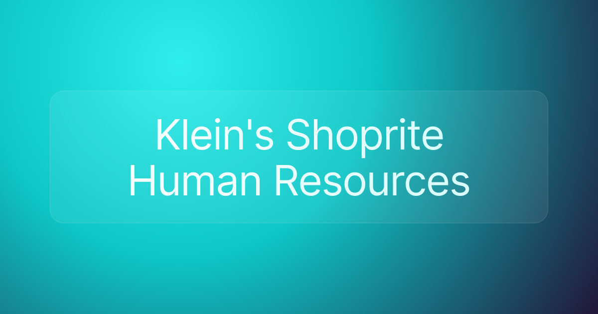 Klein's Shoprite Human Resources