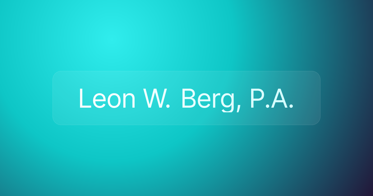Leon W. Berg, P.A.