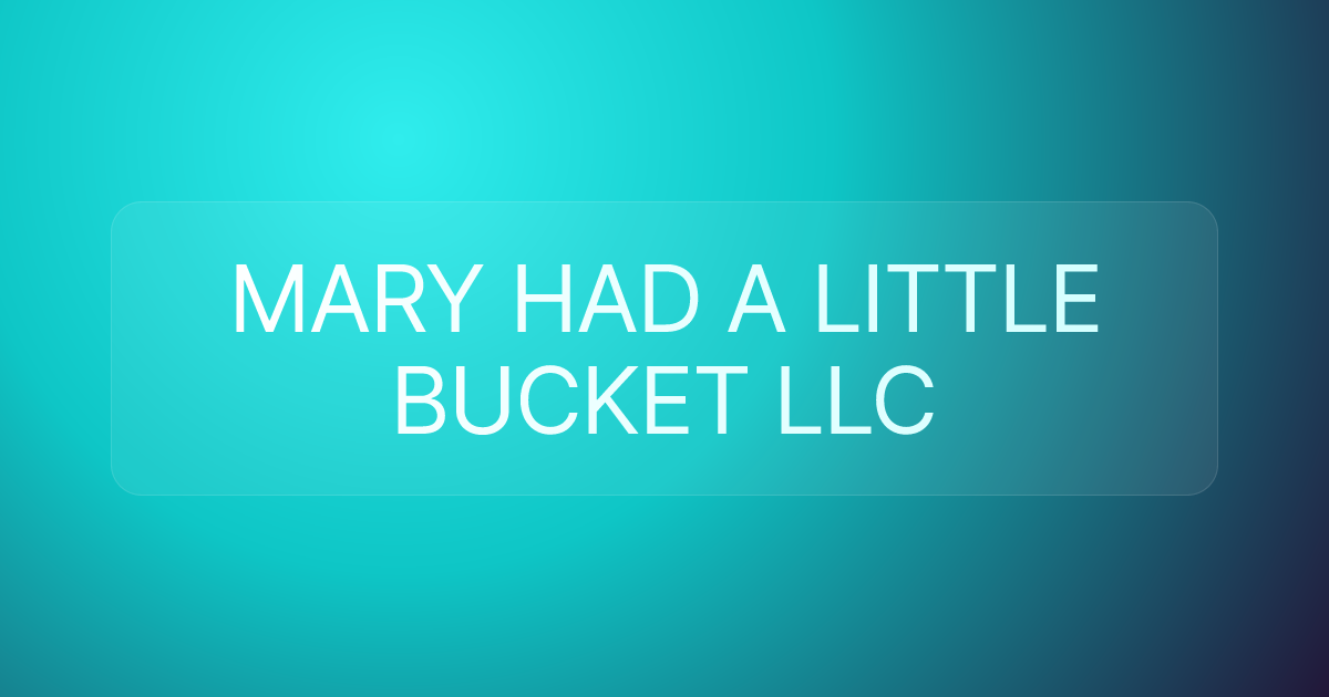 MARY HAD A LITTLE BUCKET LLC