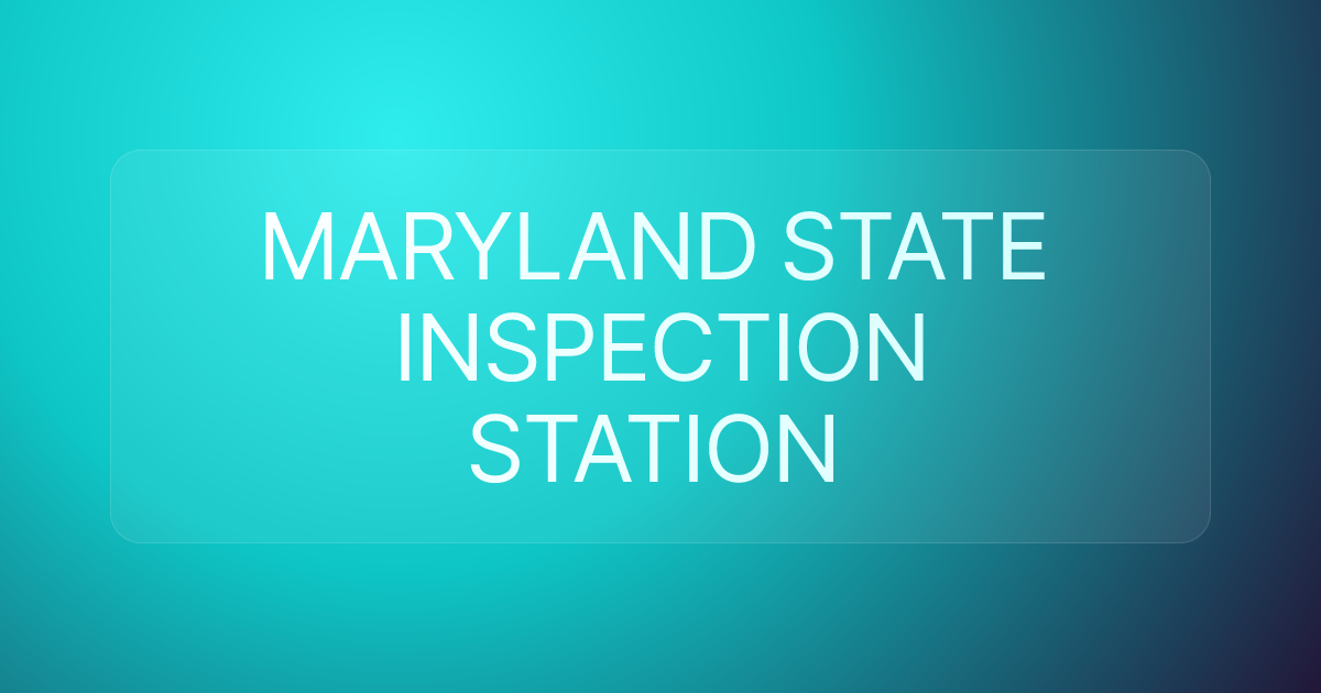 MARYLAND STATE INSPECTION STATION