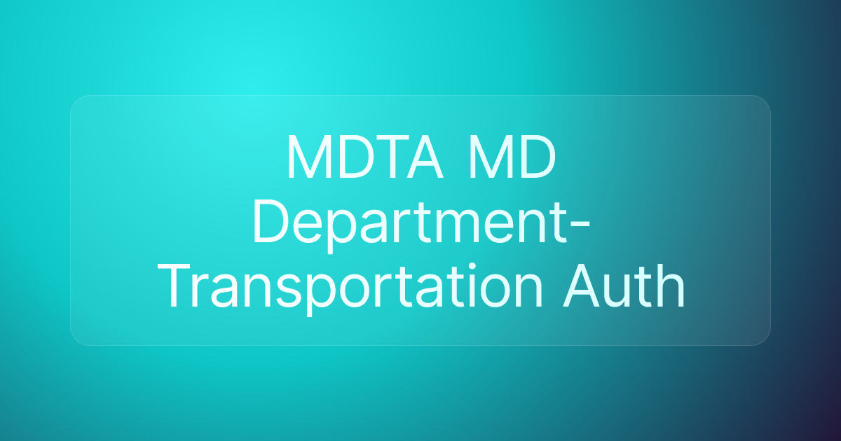 MDTA MD Department-Transportation Auth