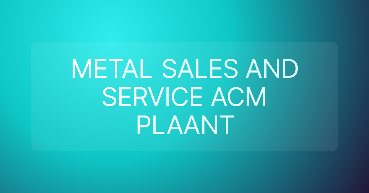 METAL SALES AND SERVICE ACM PLAANT