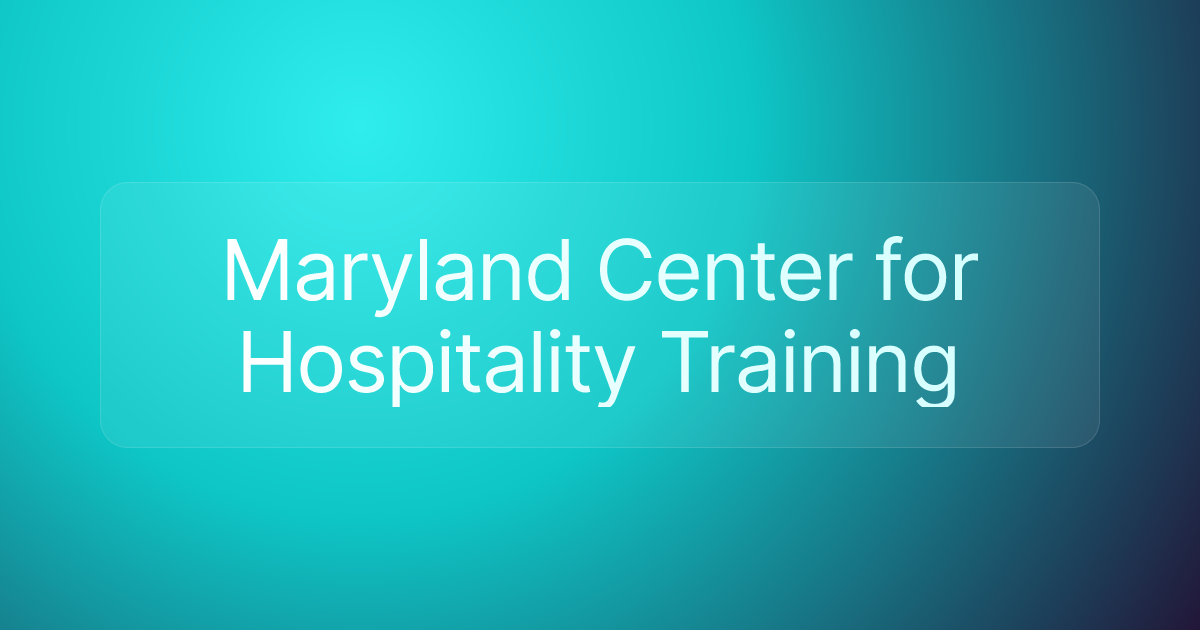 Maryland Center for Hospitality Training
