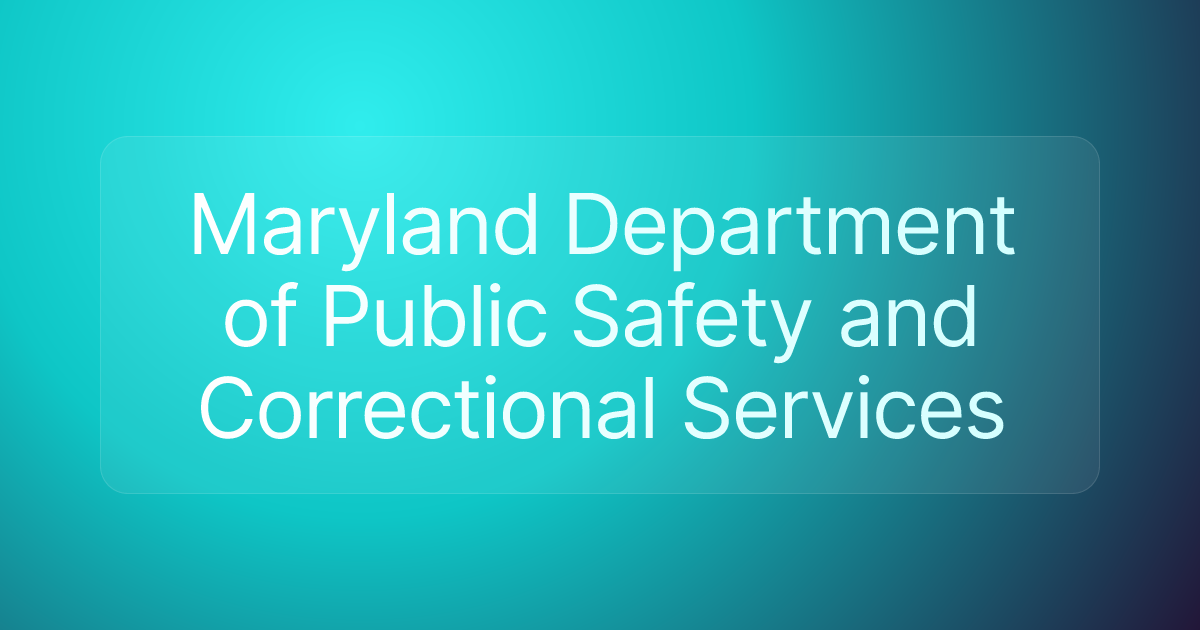 Maryland Department of Public Safety and Correctional Services