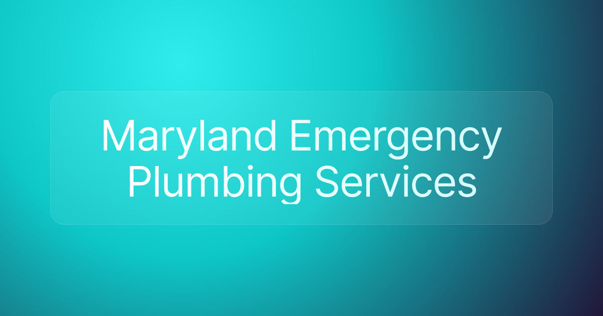 Maryland Emergency Plumbing Services