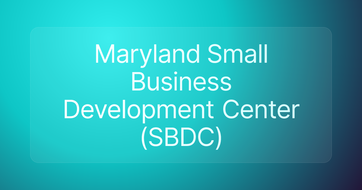 Maryland Small Business Development Center (SBDC)