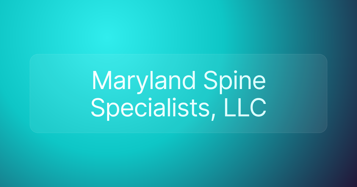Maryland Spine Specialists, LLC