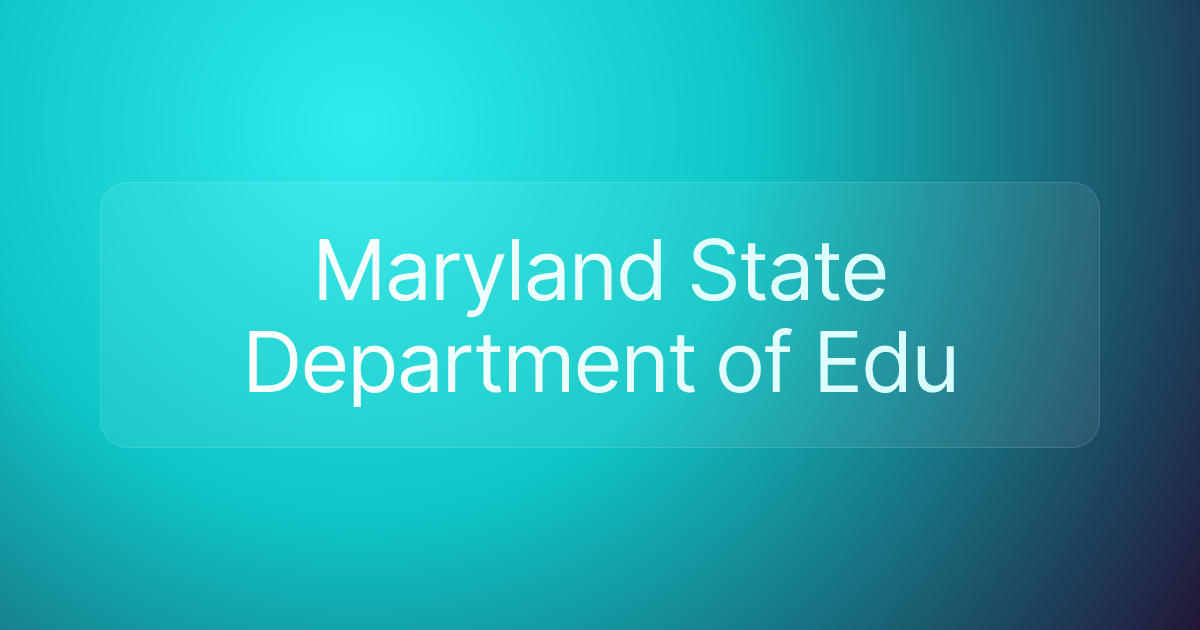 Maryland State Department of Edu