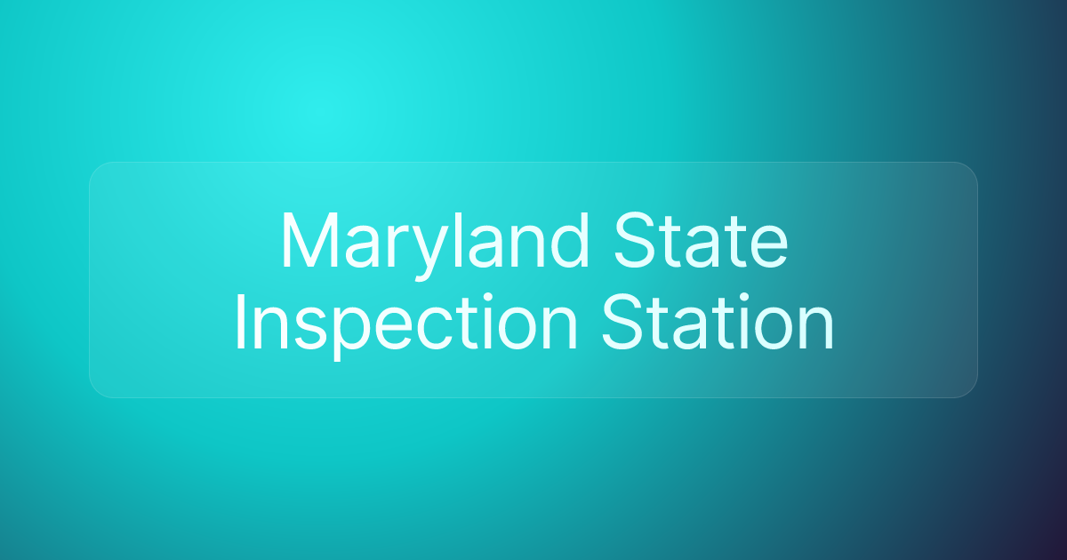 Maryland State Inspection Station