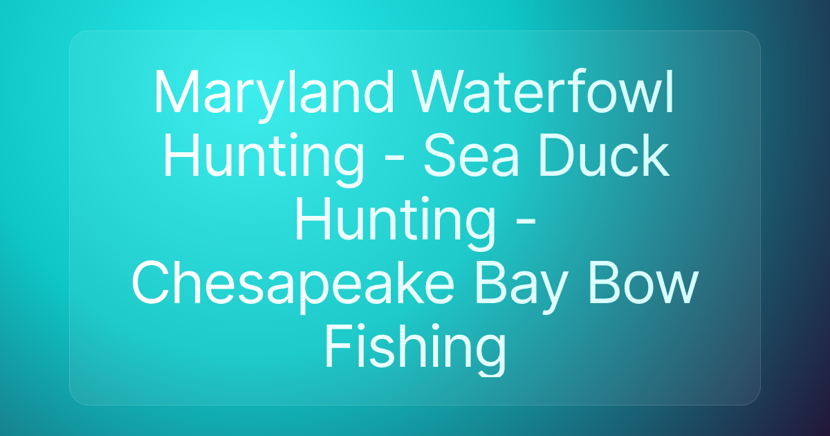 Maryland Waterfowl Hunting - Sea Duck Hunting - Chesapeake Bay Bow Fishing