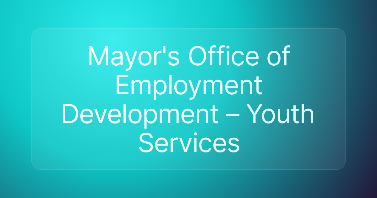 Mayor's Office of Employment Development – Youth Services