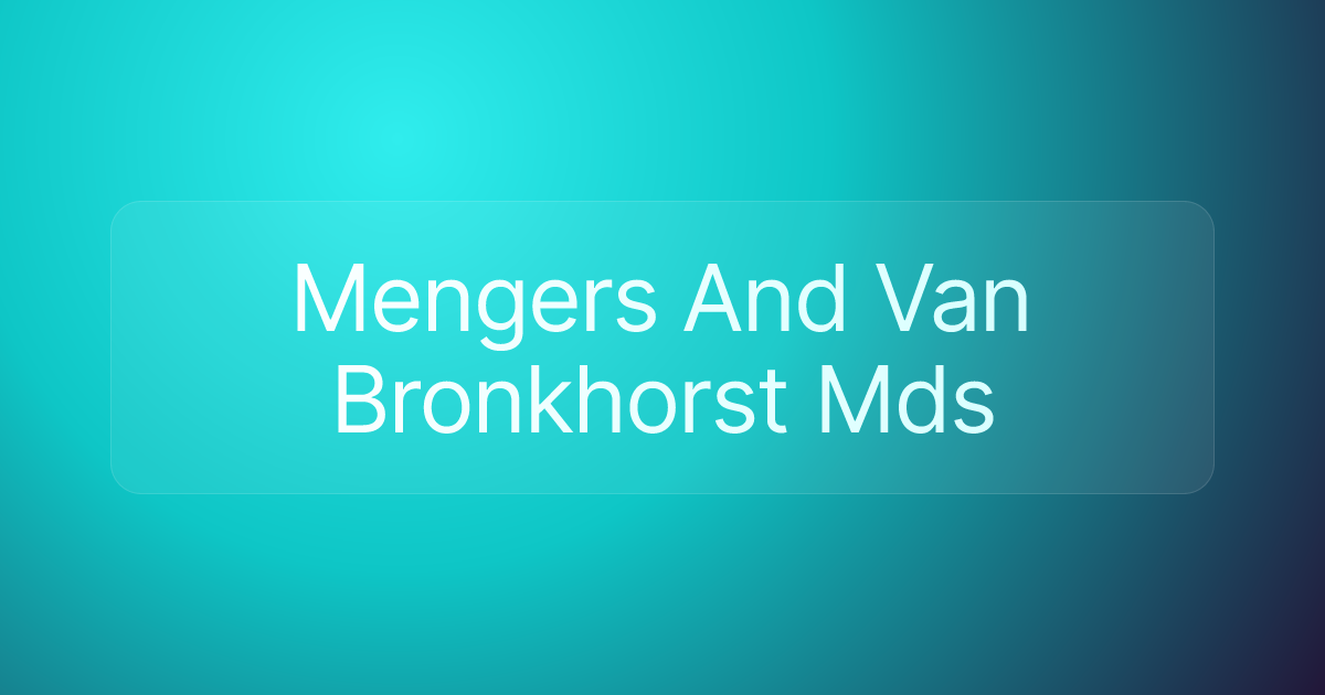 Mengers And Van Bronkhorst Mds