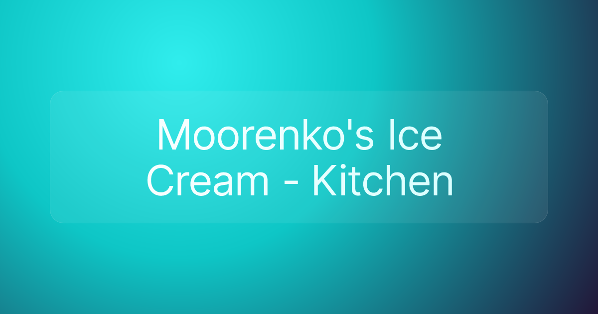 Moorenko's Ice Cream - Kitchen