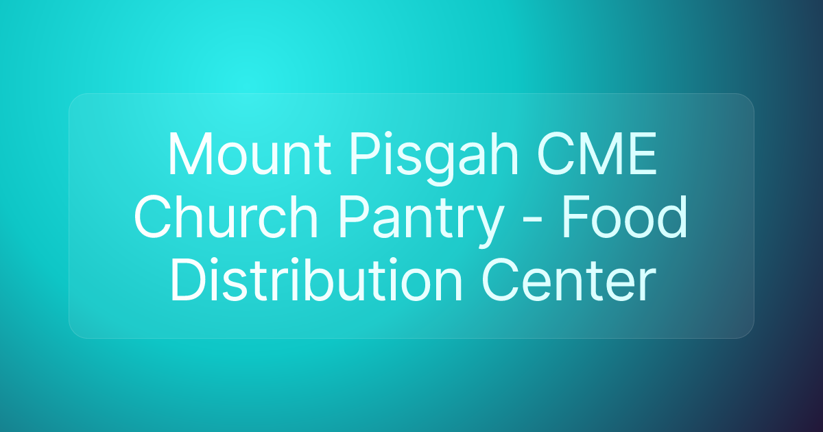 Mount Pisgah CME Church Pantry - Food Distribution Center