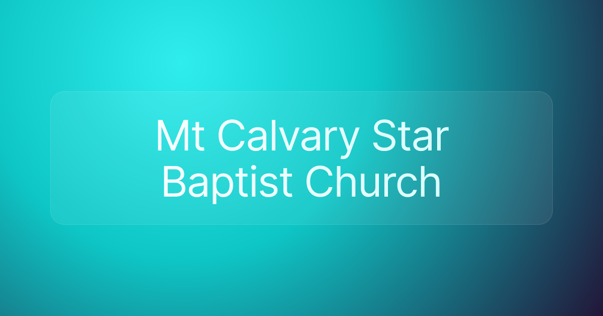Mt Calvary Star Baptist Church