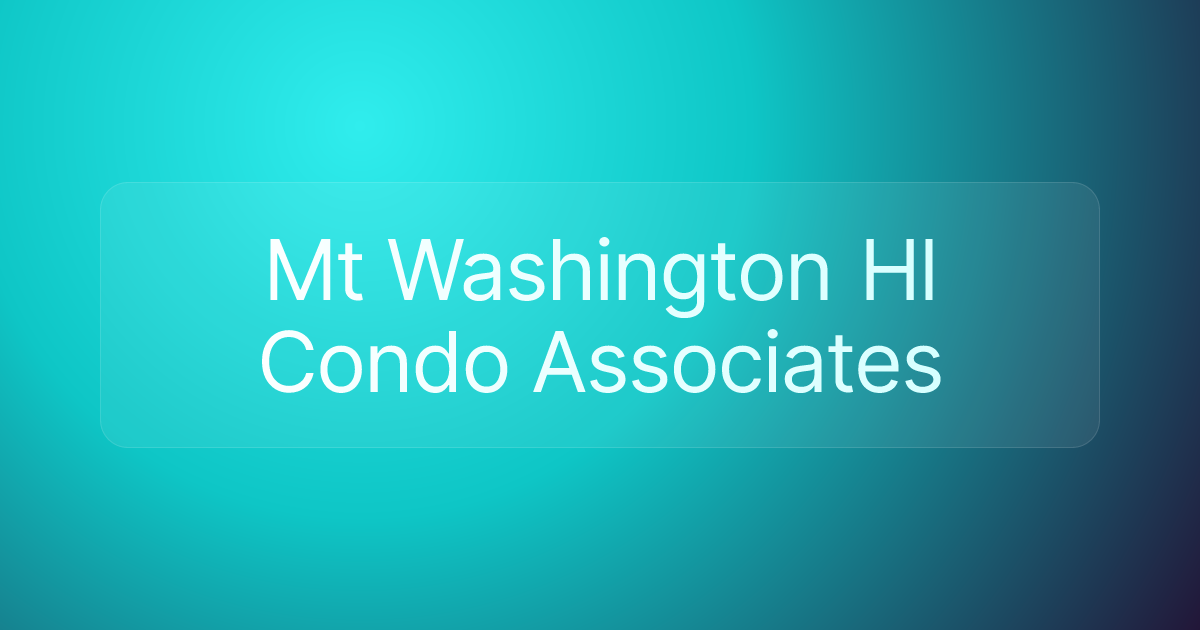 Mt Washington Hl Condo Associates