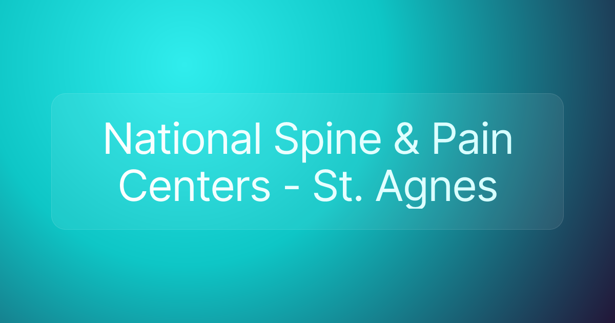 National Spine & Pain Centers - St. Agnes
