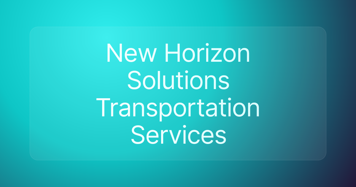 New Horizon Solutions Transportation Services