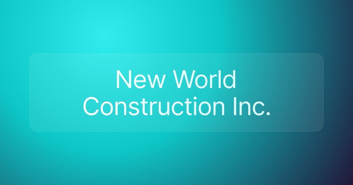 New World Construction Inc.