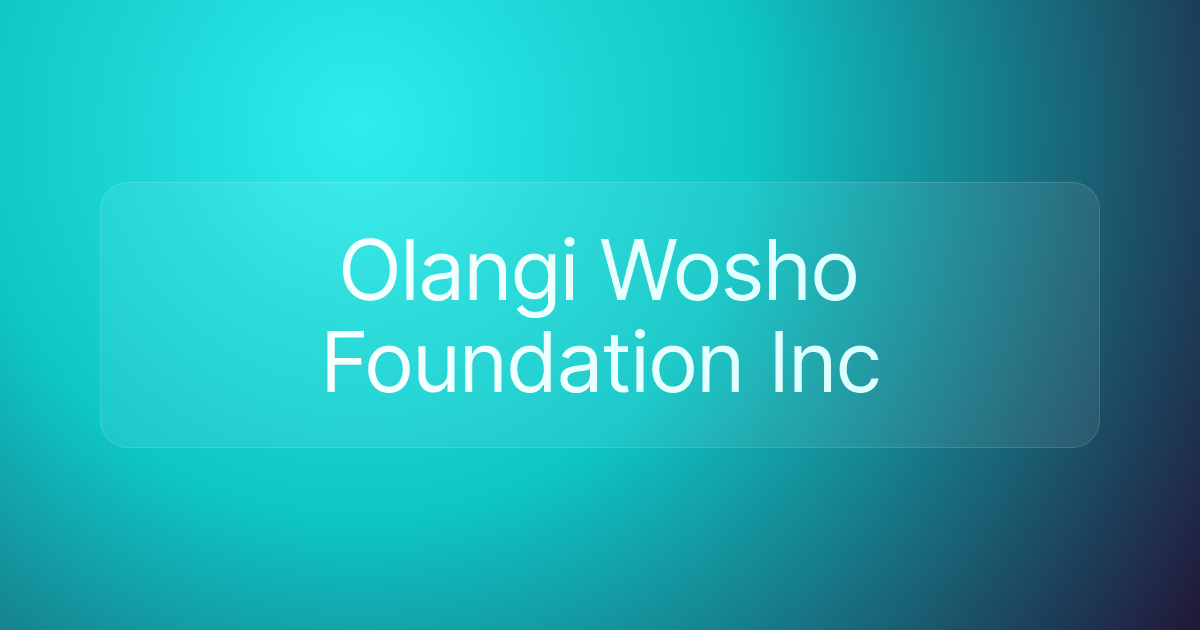 Olangi Wosho Foundation Inc