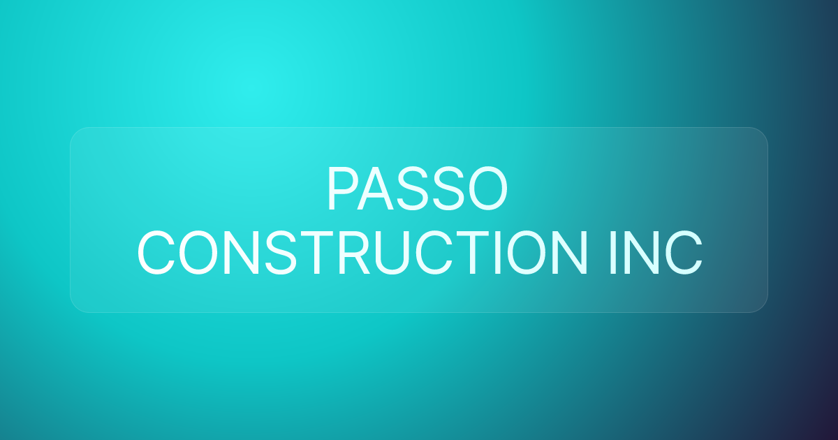 PASSO CONSTRUCTION INC