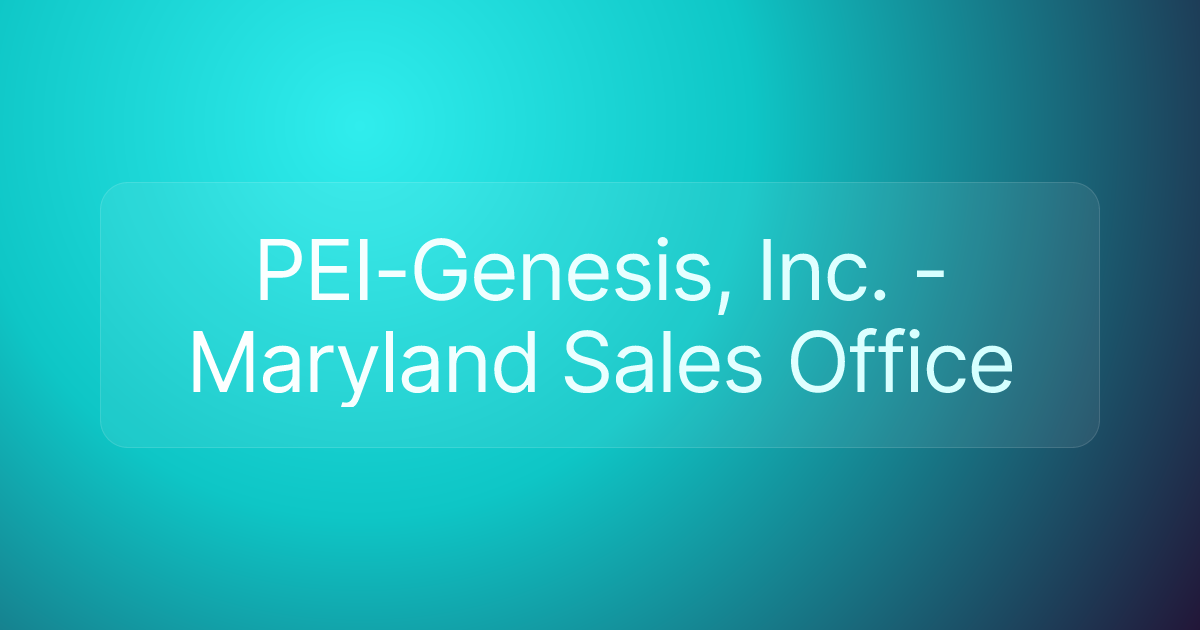 PEI-Genesis, Inc. - Maryland Sales Office