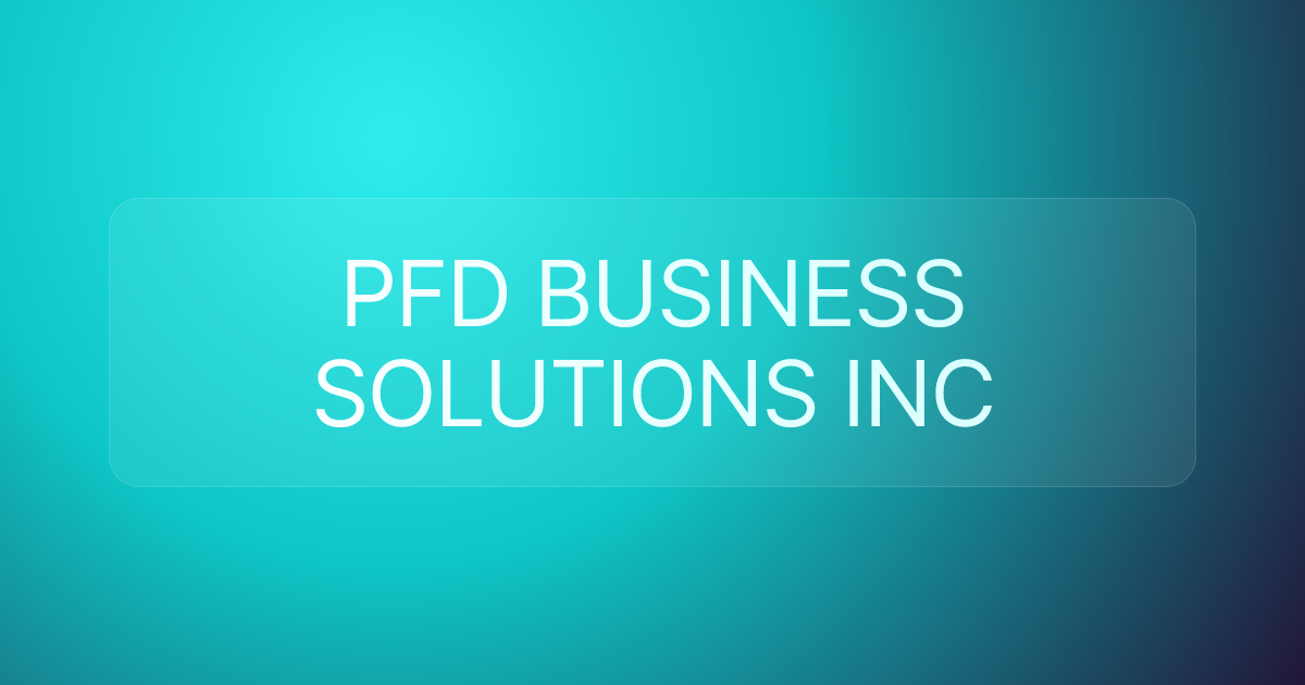 PFD BUSINESS SOLUTIONS INC