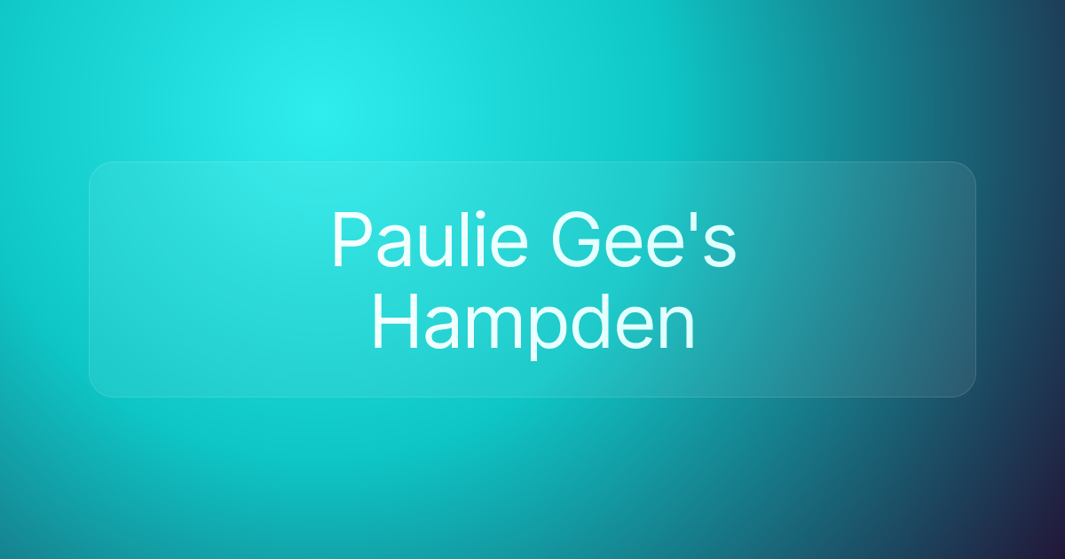 Paulie Gee's Hampden