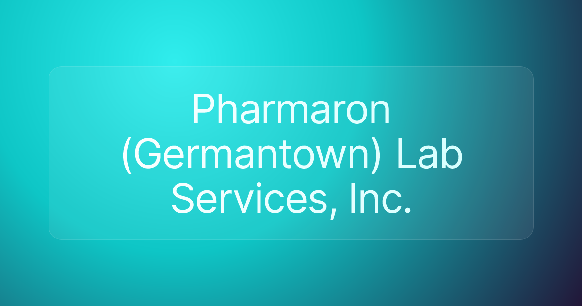 Pharmaron (Germantown) Lab Services, Inc.