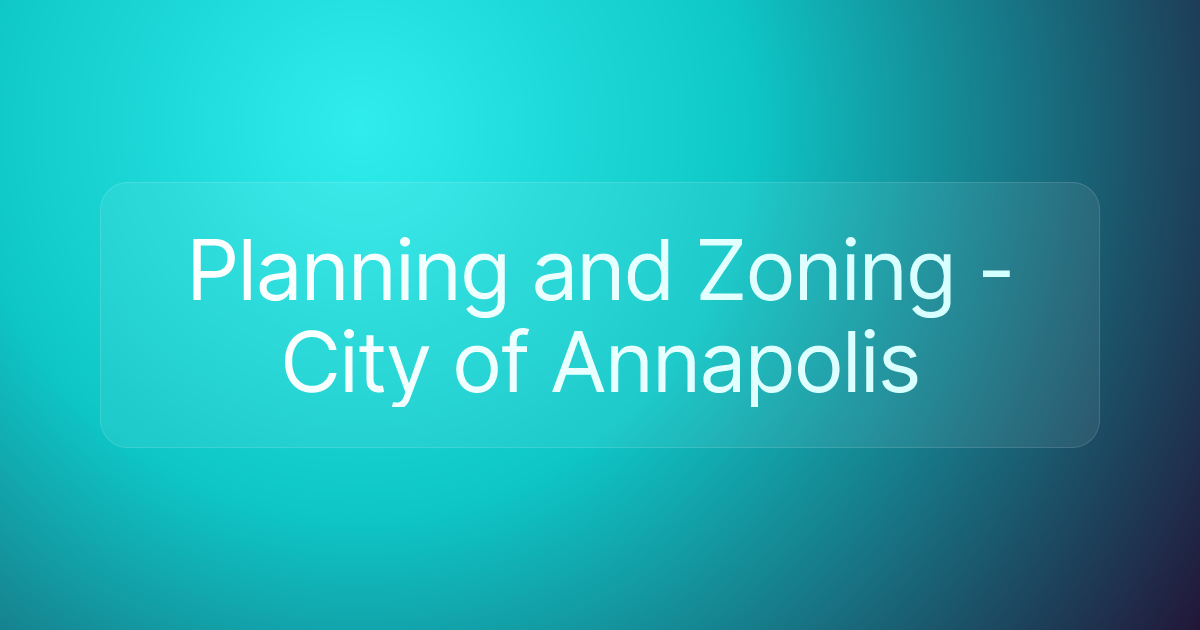 Planning and Zoning - City of Annapolis