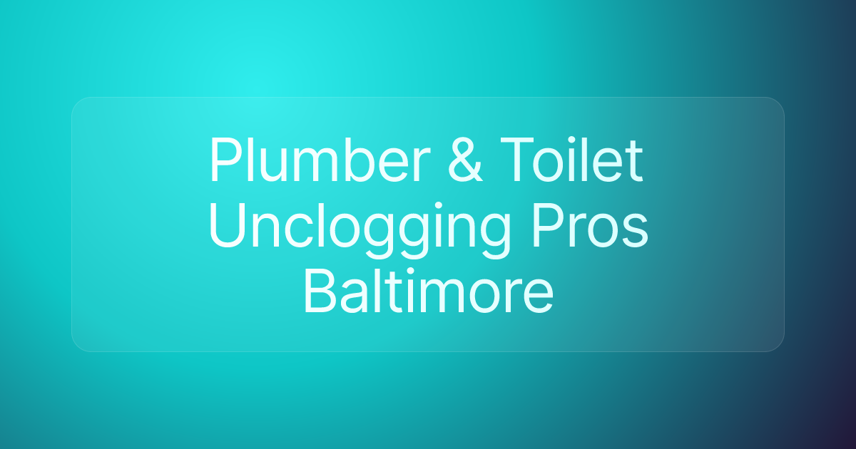 Plumber & Toilet Unclogging Pros Baltimore