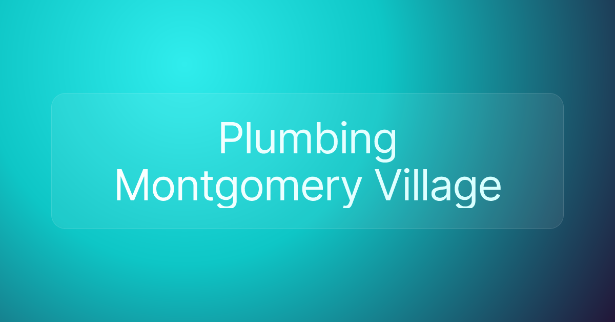 Plumbing Montgomery Village