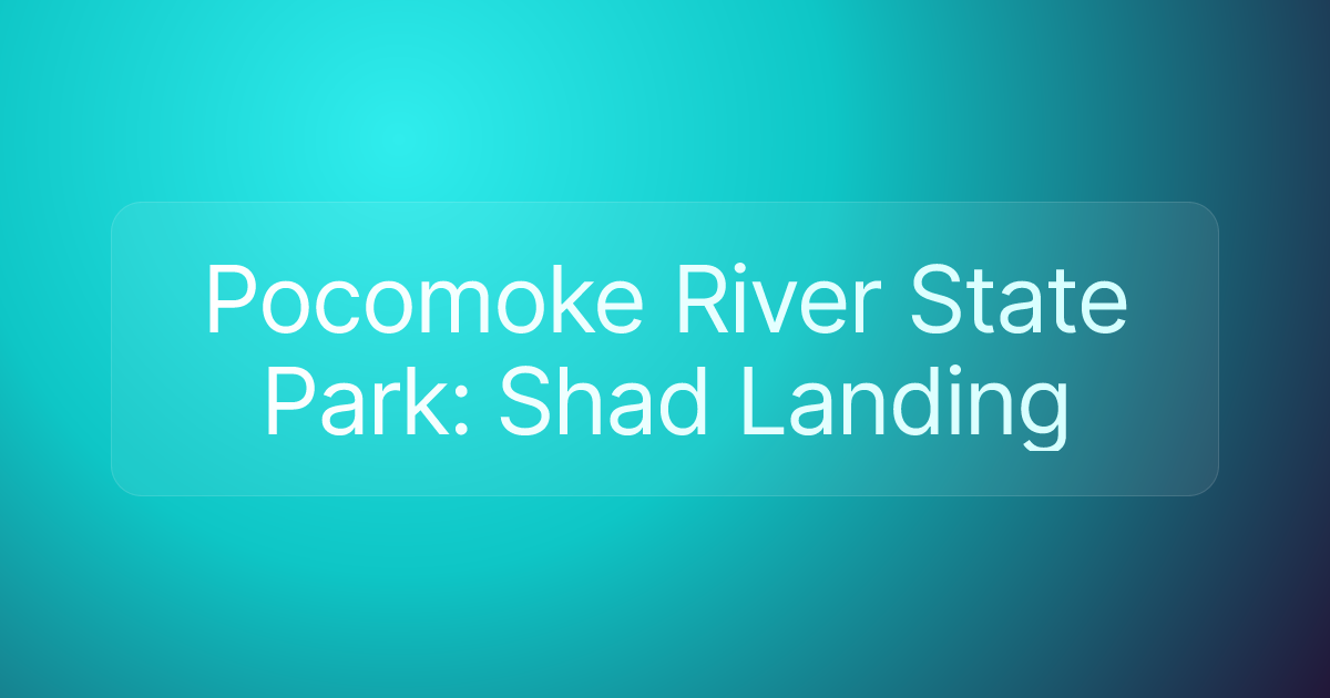 Pocomoke River State Park: Shad Landing