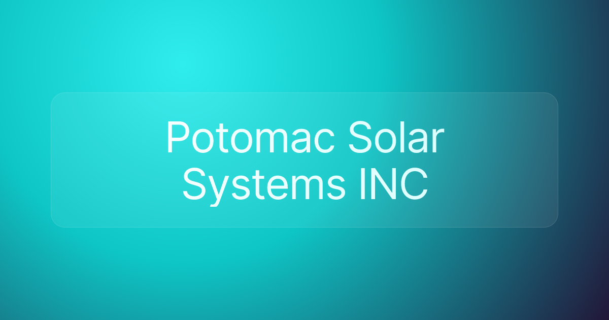 Potomac Solar Systems INC