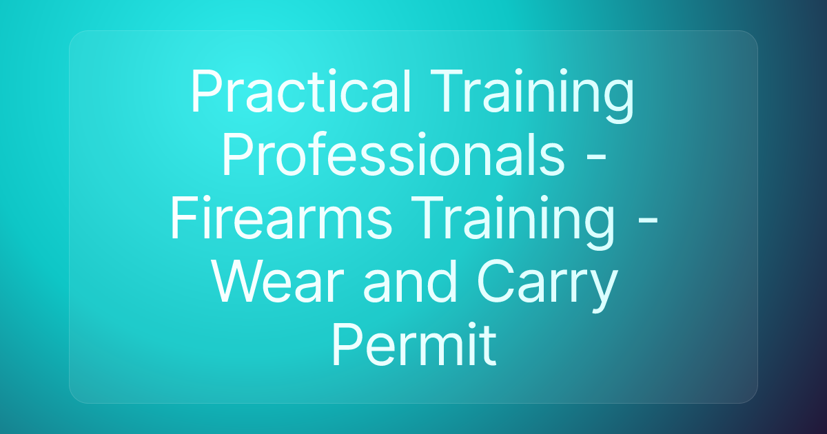 Practical Training Professionals - Firearms Training - Wear and Carry Permit