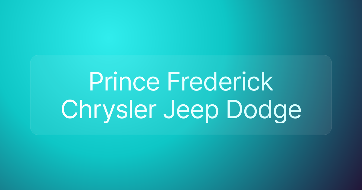 Prince Frederick Chrysler Jeep Dodge