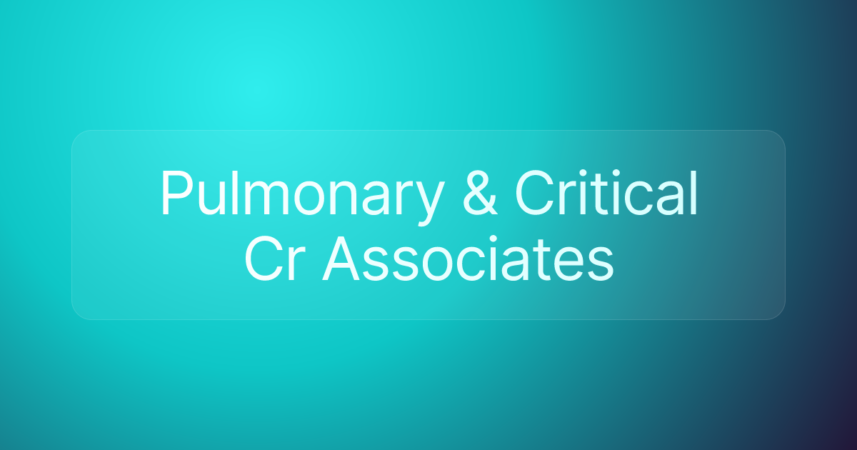 Pulmonary & Critical Cr Associates