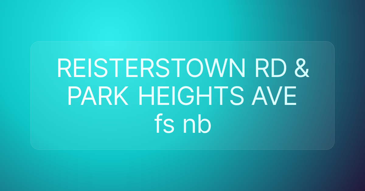 REISTERSTOWN RD & PARK HEIGHTS AVE fs nb