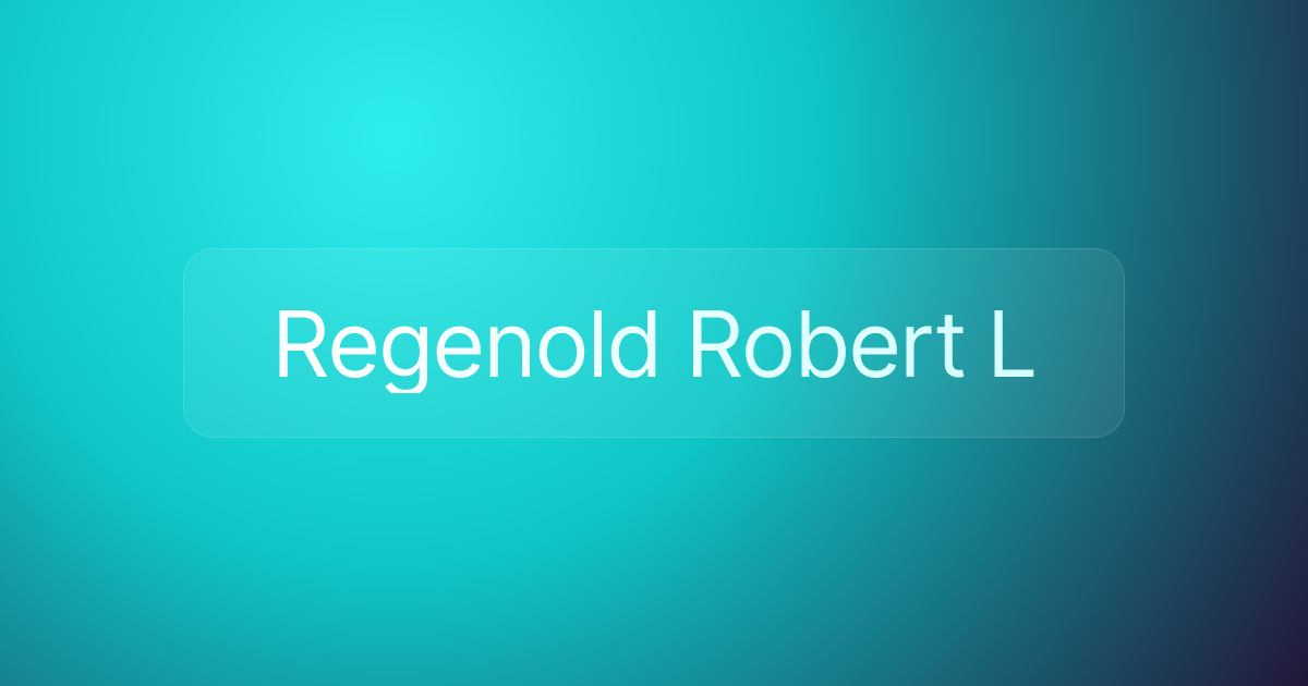 Regenold Robert L