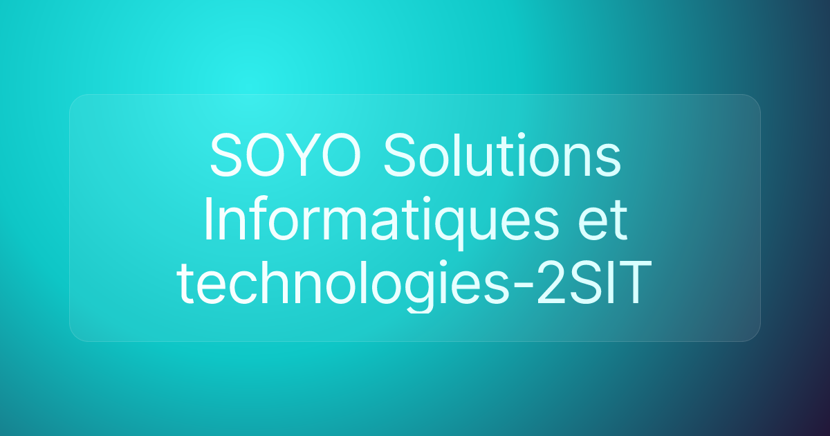 SOYO Solutions Informatiques et technologies-2SIT