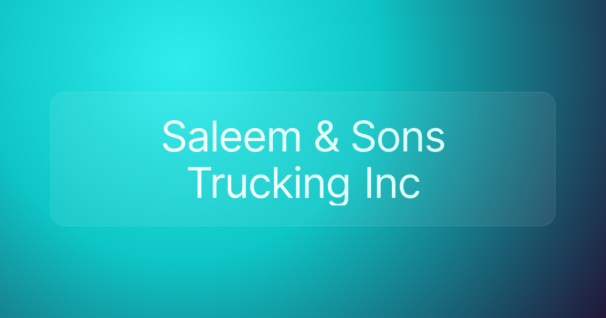 Saleem & Sons Trucking Inc