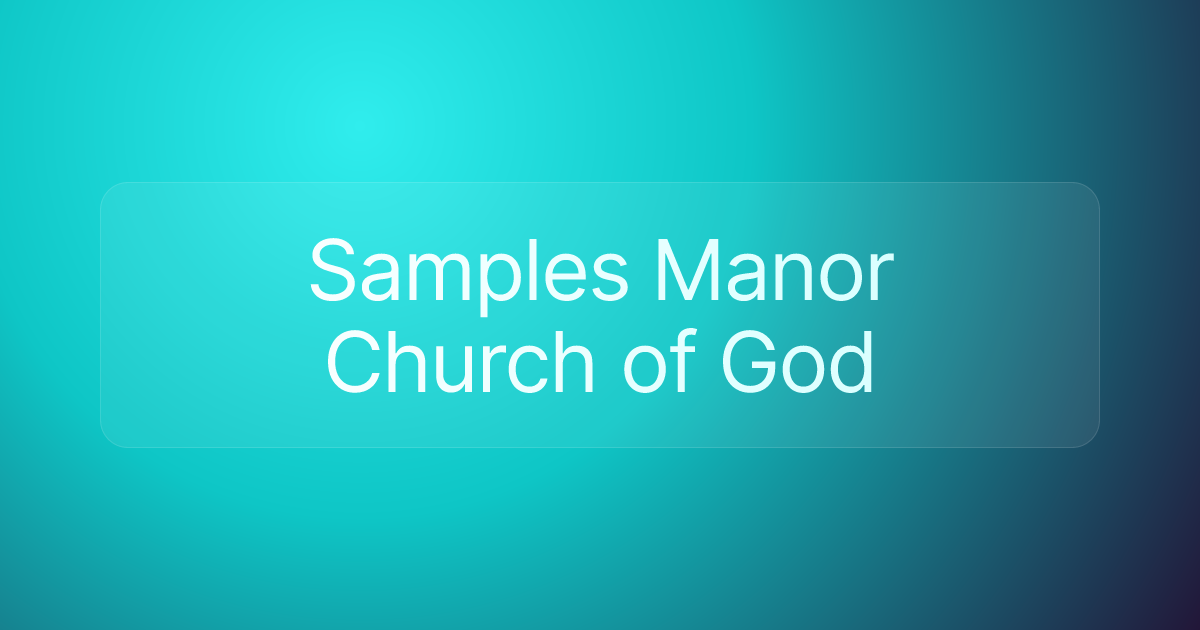 Samples Manor Church of God