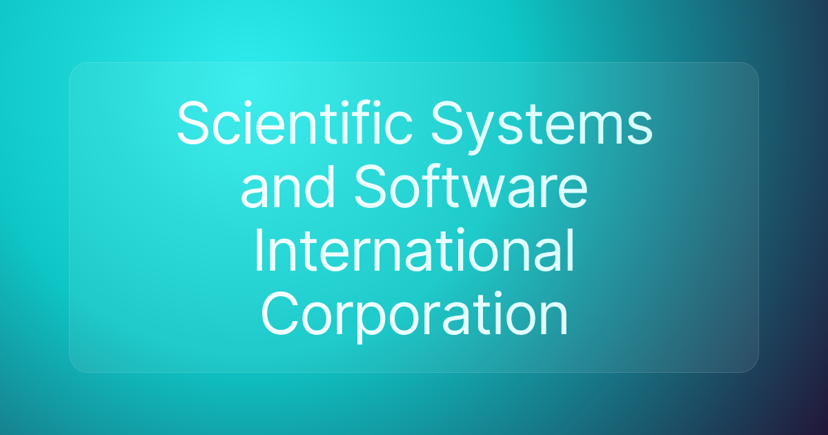 Scientific Systems and Software International Corporation