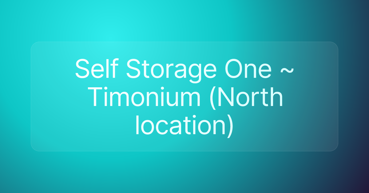 Self Storage One ~ Timonium (North location)