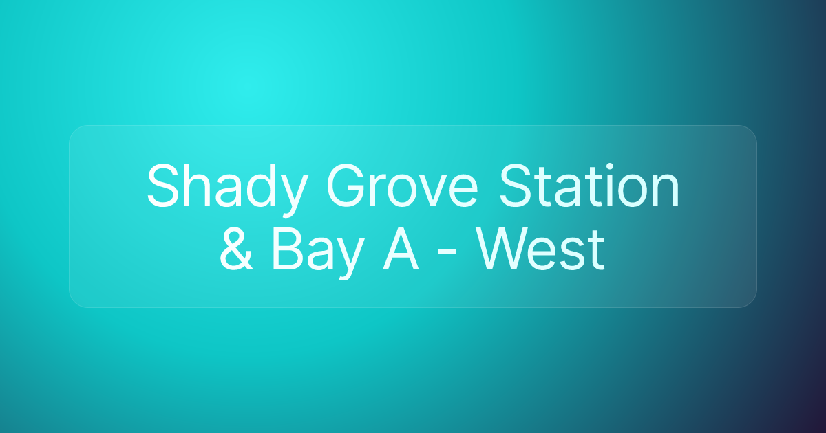 Shady Grove Station & Bay A - West
